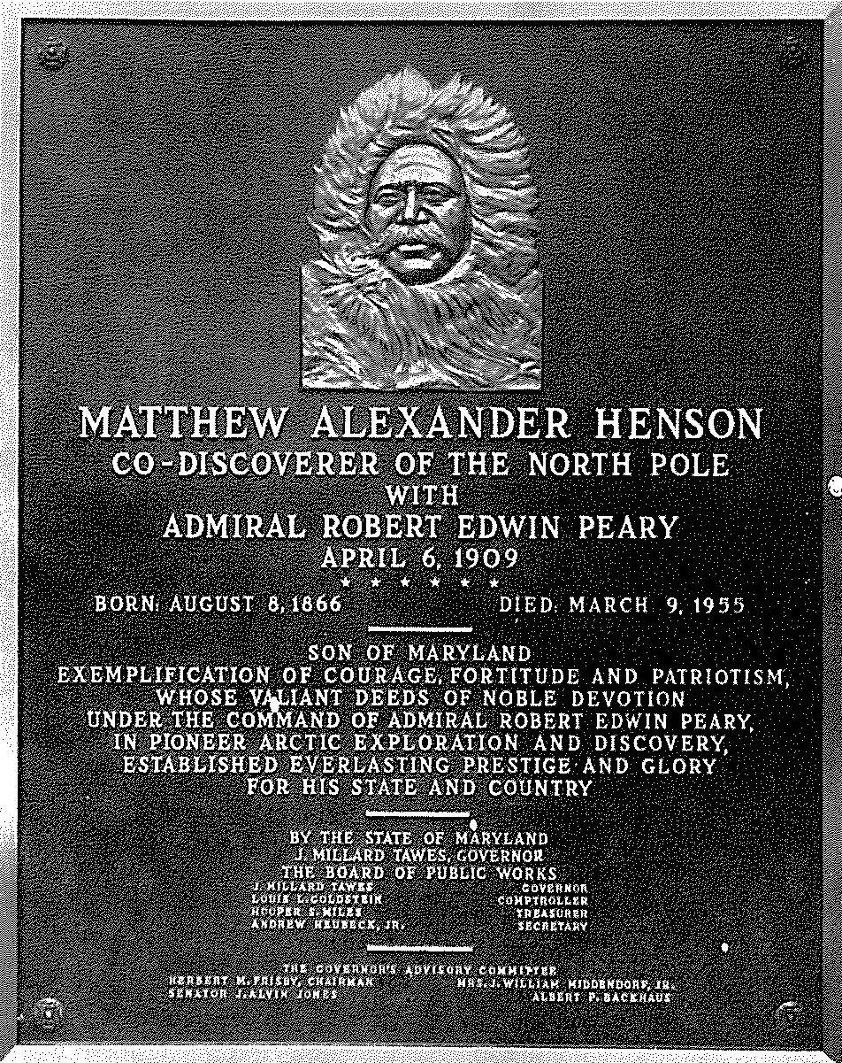 Image of the Matthew Henson Memorial Plaque located in the Maryland State House, Annapolis, MdHS, PAM 11,409.