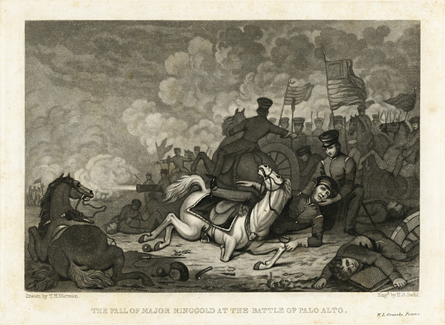 "The Fall of Major Ringgold at the Battle of Palo Alto," drawn by T.H. Matteson, engraved by H.S. Sadd, Small Prints, MdHS.