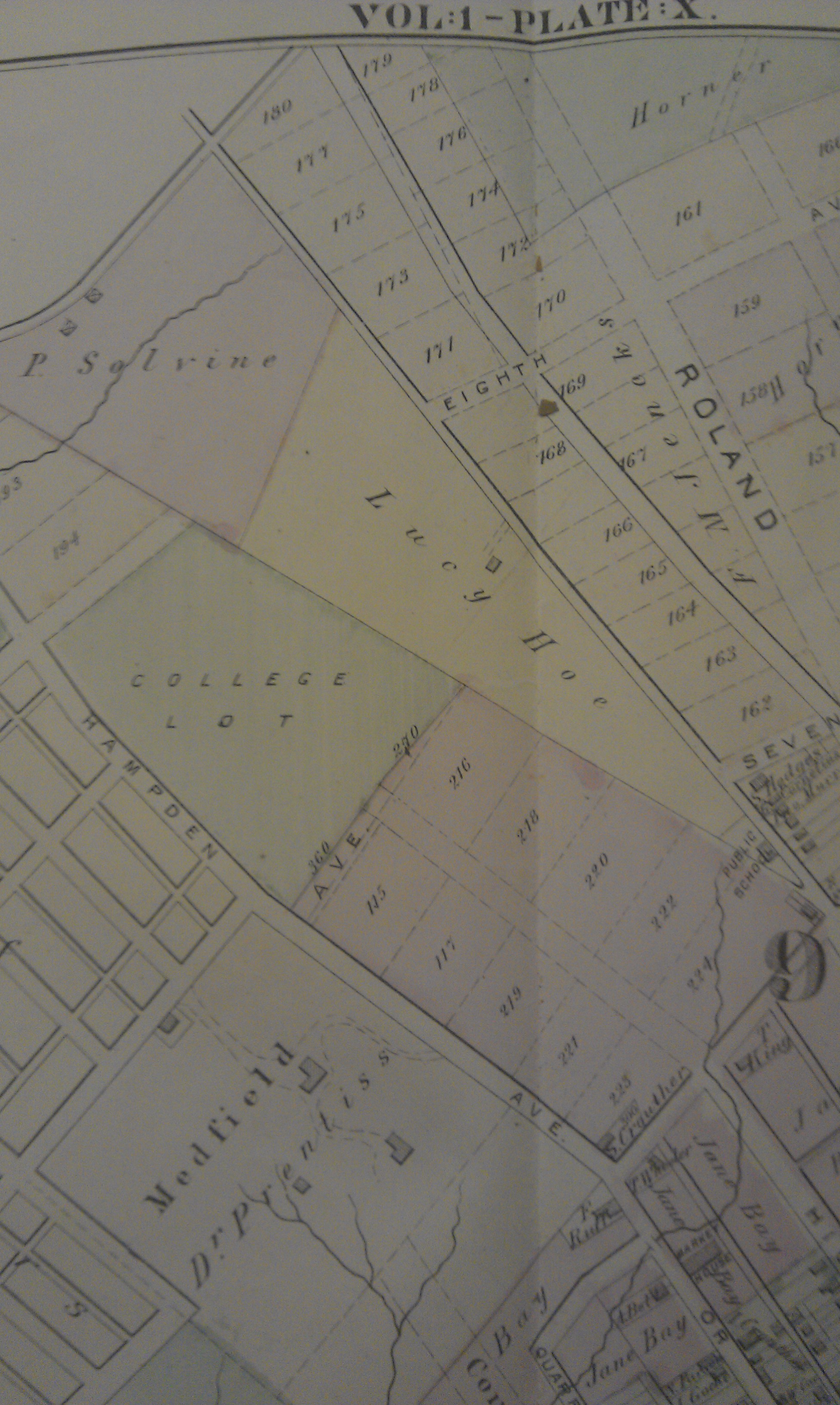 Lucy Hoe's plot of land. Taken from the Atlas of Baltimore and its Environs, 1877, MdHS.
