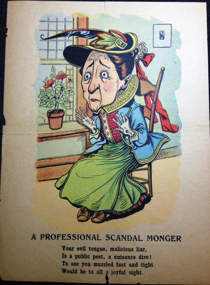 "A Professional Scandal Monger," ca. 1840-1910, MdHS, Valentine Ephemera, Series Z.