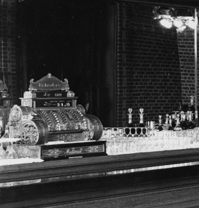 Now this is a classy register.  Detail of SVF Baltimore Hotels Inns & Taverns Belvedere Hotel 1934 Interiors Barroom 2, MdHS. 