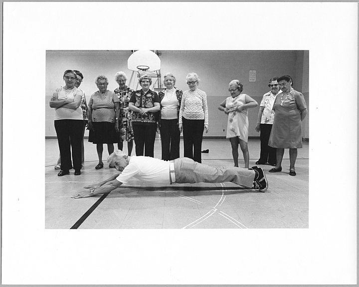 Senior Citizens Exercise Group, Patterson Park Recreation Center, Spring 1977, Joan Clark Netherwood, The East Baltimore Documentary Photography Project, Baltimore City Life Museum Collection, 1982.19.1.212, MdHS.