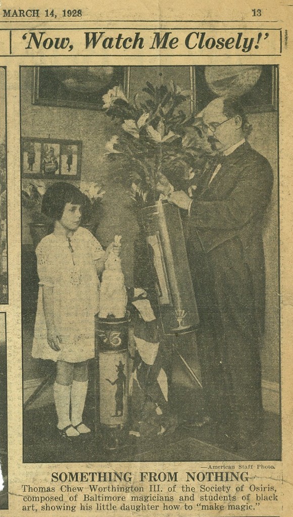 Worthington performs with his daughter. Arthur D. Gans Magician Ephemera Collection,1906-1950, MS 3136, MdHS.