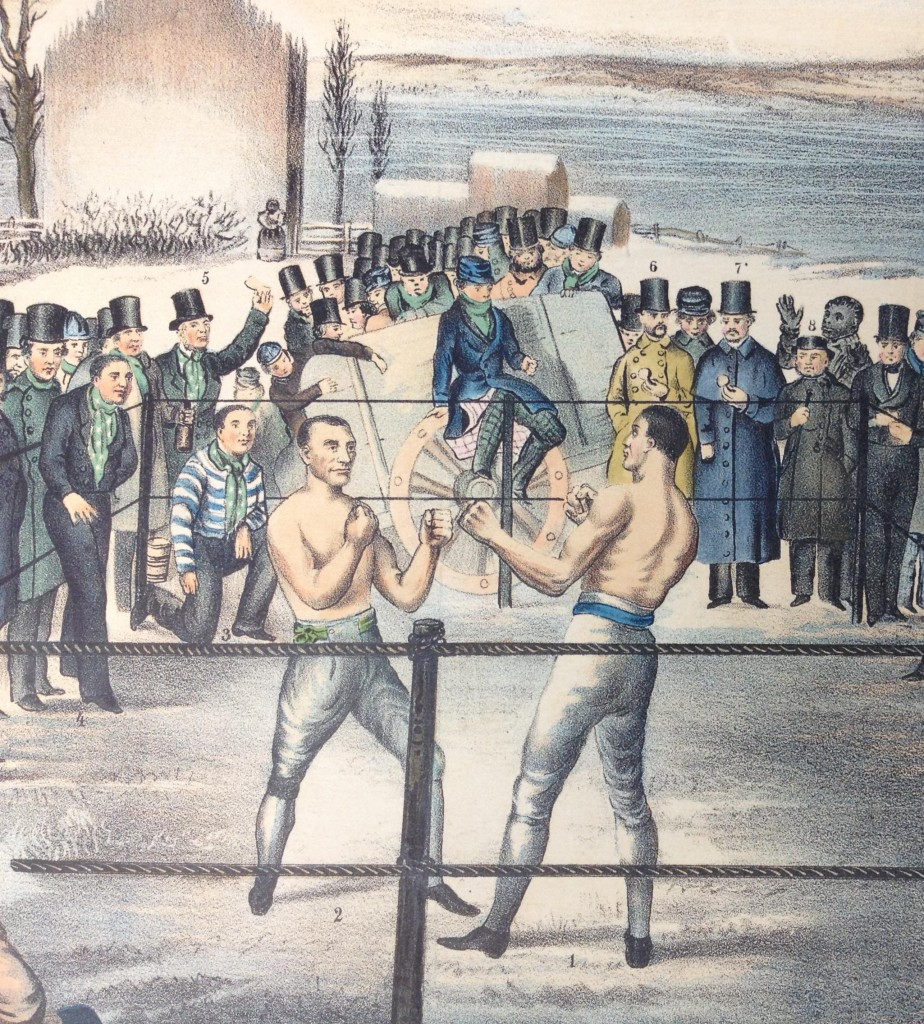"The Great Fight Between Tom Hyer & Yankee Sullivan, for $10,000", James Baillie, printer, Print Collection, MdHS. (Detail)