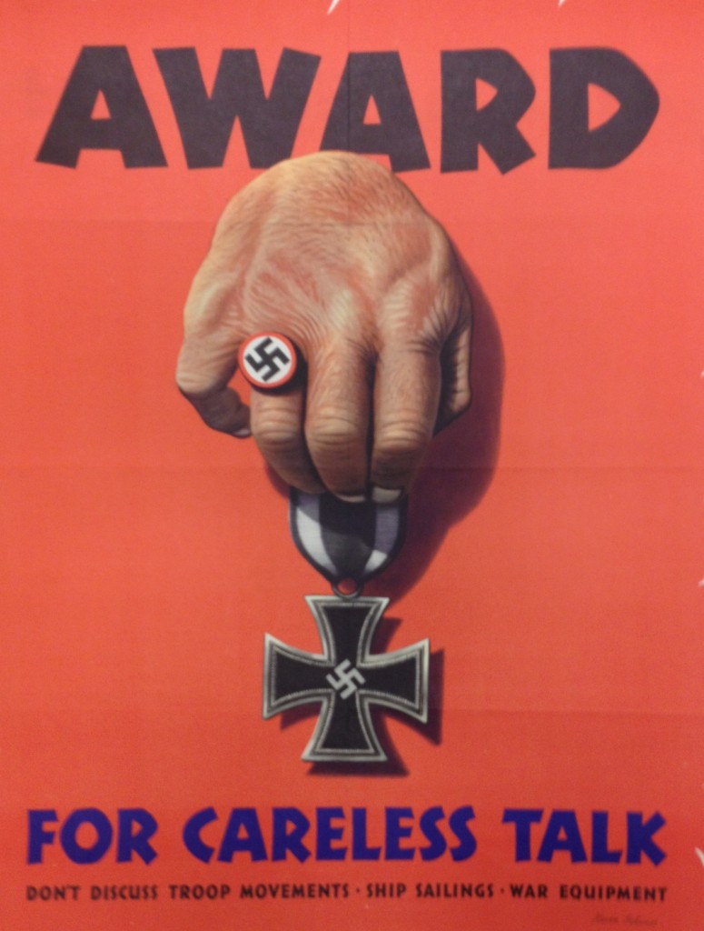 Award for Careless Talk, Don’t Discuss Troop Movements – Ship Sailings – War Equipment, 1944, U.S. Government Printing Office, Steve Dohanos, artist, Poster Collection, MdHS.