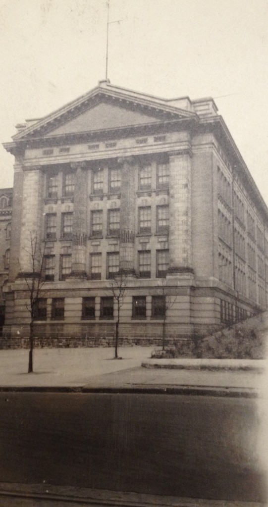 From 1913 to 1967, Poly was located at this building at the corner of North Avenue and Calvert Street.  School #403. Polytechnic Institute. North Avenue and Calvert Street. 1909, Baltimore City Buildings Photograph Collection, PP236.1423, MdHS. (Reference Photo) 