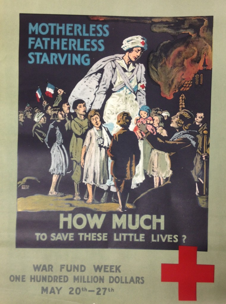Motherless, Fatherless, Starving, How Much to save these little lives? War Fund Week, One Hundred Million Dollars, May 20th-27th, ca 1917-1918, American Red Cross, Poster Collection, MdHS.
