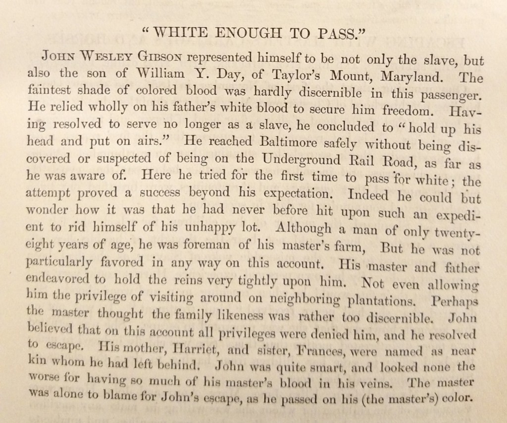 Excerpt from William Still's 1872 book, The Underground Railroad: A Record of Facts, Authentic Narratives, Letters, & c., Narrating the Hardships Hair-breadth Escapes and Death Struggles of the Slaves in their Efforts for Freedom, as Related by Themselves and Others, or Witnessed by the Author; Together with Sketches of Some of the Largest Stockholders, and Most Liberal Aiders and Advisors, of the Road.