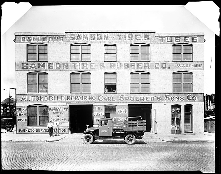 Carl Spoerer’s Sons Company Automobile Repairing, South Carey Street, July 1929, Baltimore City Life Museum Photograph Collection, MC7410, MdHS.