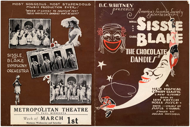 Program cover. The Chocolate Dandies, Noble Sissle and Eubie Blake, ca. 1924, MS 2800, 080-02-003, MdHS.