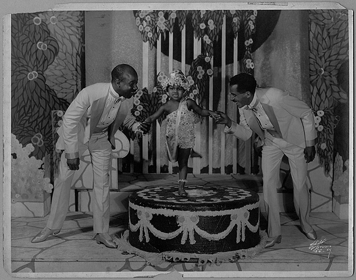 Scene from the "Chocolate Dandies." Noble Sissle and Eubie Blake with a young female performer, ca. 1924, Eubie Blake Photograph Collection,. PP301.317, MdHS.