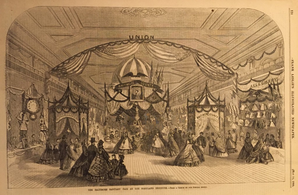 Baltimore Sanitary Fair at the Maryland Institute, 1864, Frank Leslie’s Illustrated Newspaper, May 14, 1964. Medium Print Collection, MdHS (reference photo) 