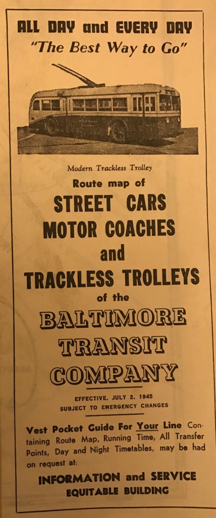 Baltimore Transit Company, brochure, 1945, Ephemera Collection, Transportation, MdHS (reference photo)