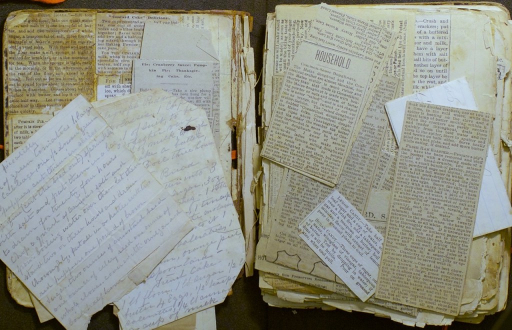 A chaos of loose and pasted scraps in Mary Griffith (MS 1765) Book 1