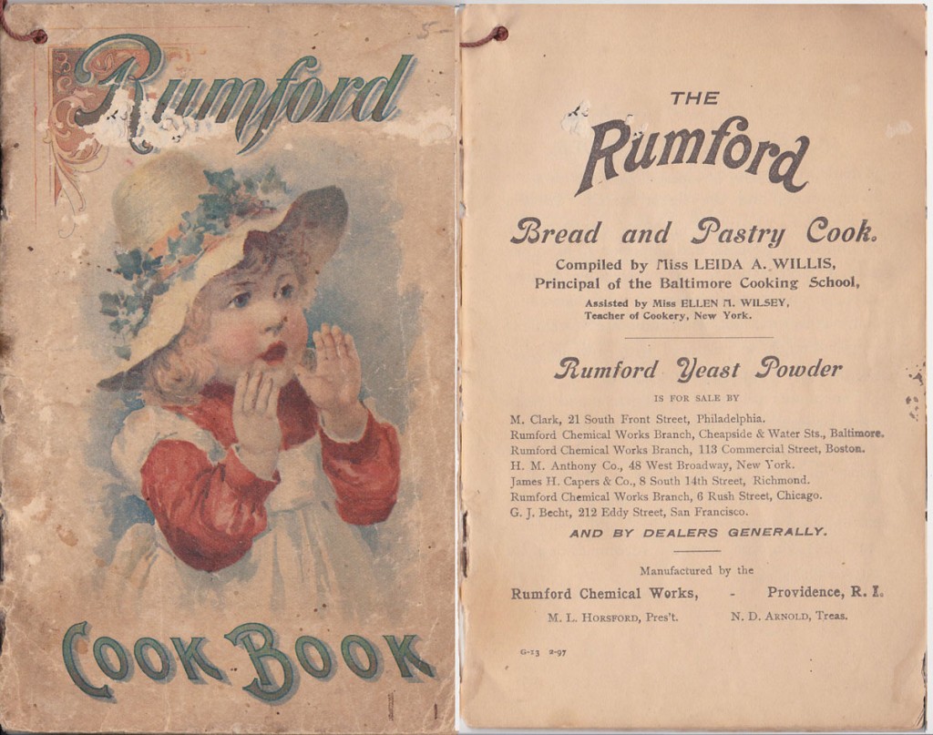 Rumford Yeast Powder (Baking Powder) promotional cook-booklet, ca 1895, Author's Collection (also in MdHS collection)