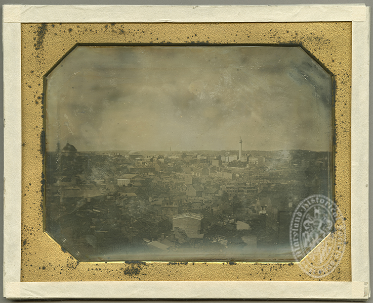 Henry H. Clark took a series of daguerreotypes of Baltimore scenes. These are the earliest known photographs of the city. View of Baltimore, ca. 1845-1850, Henry H. Clark, Baltimore City Life Museum Collection, MC711-2, MdHS. 