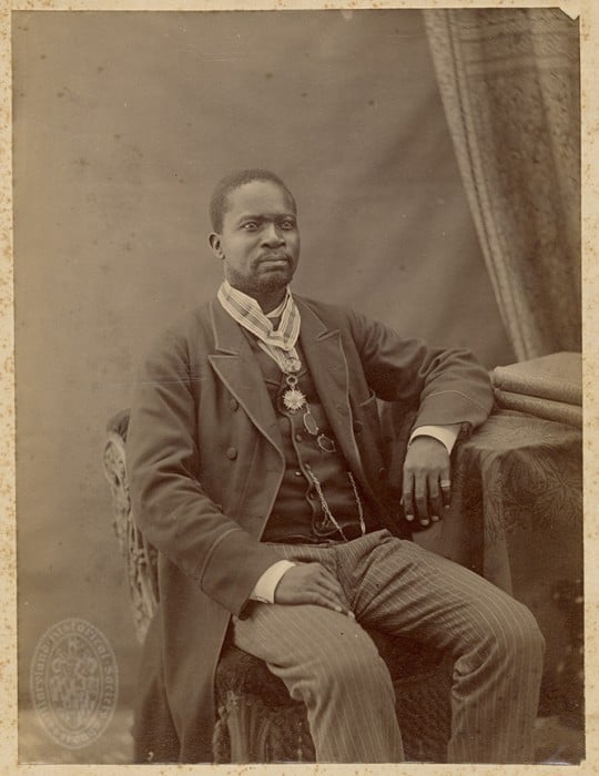 C.T.O. King was a mayor of Monrovia in the late nineteenth century. The Liberian capital city of Monrovia was named to honor James Monroe who served as U.S. President from 1817 to 1825. Monroe was a member of the American Colonization Society and supported the colonization of Liberia by freed slaves from the U.S. C.T.O. King. Unidentified photographer. Not dated. American Colonization Society / Liberia Collection. PP161-I-8, MdHS.