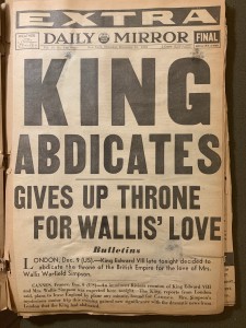 "King Abdicates, Gives Up Throne for Wallis' Love." Daily Mirror. December 10, 1936. MS 1938, MdHS. 