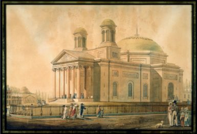 Watercolor of the Baltimore Basilica by Benjamin Henry Latrobe