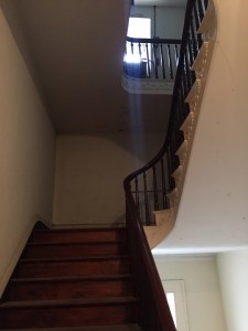 The staircase on the second floor.
