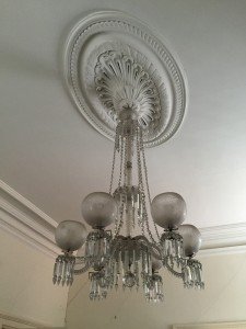 A spectacular chandelier in one of the storage rooms. 