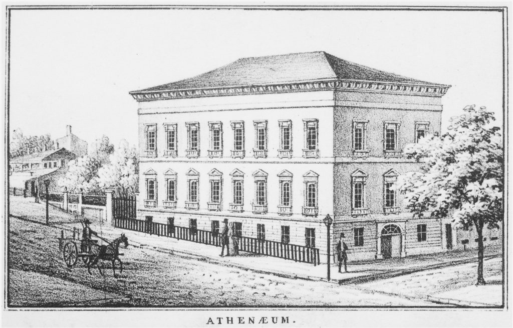 A drawing of the Athenaeum building.