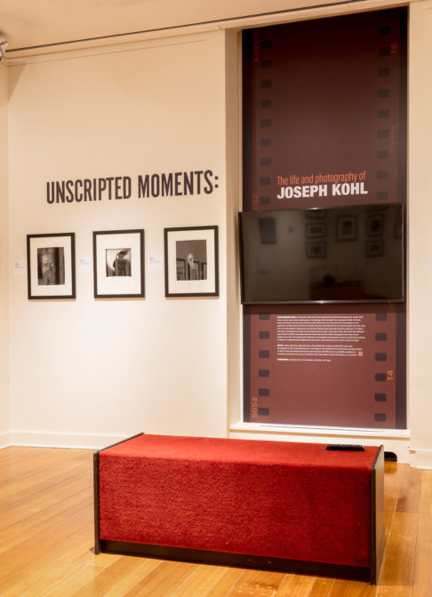 A view from inside the "Unscripted Moments: The Life and Photography of Joseph Kohl" exhibit