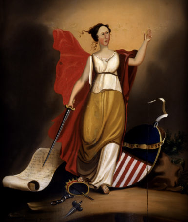 Allegorical Female Emblematic of Independence, by Thomas Curlett, oil on panel, c.1842.