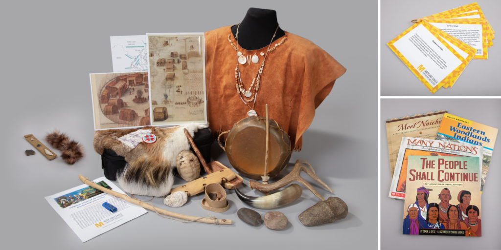 Objects in the Indigenous Peoples of the Chesapeake trunk  include maps, clothes, and tools